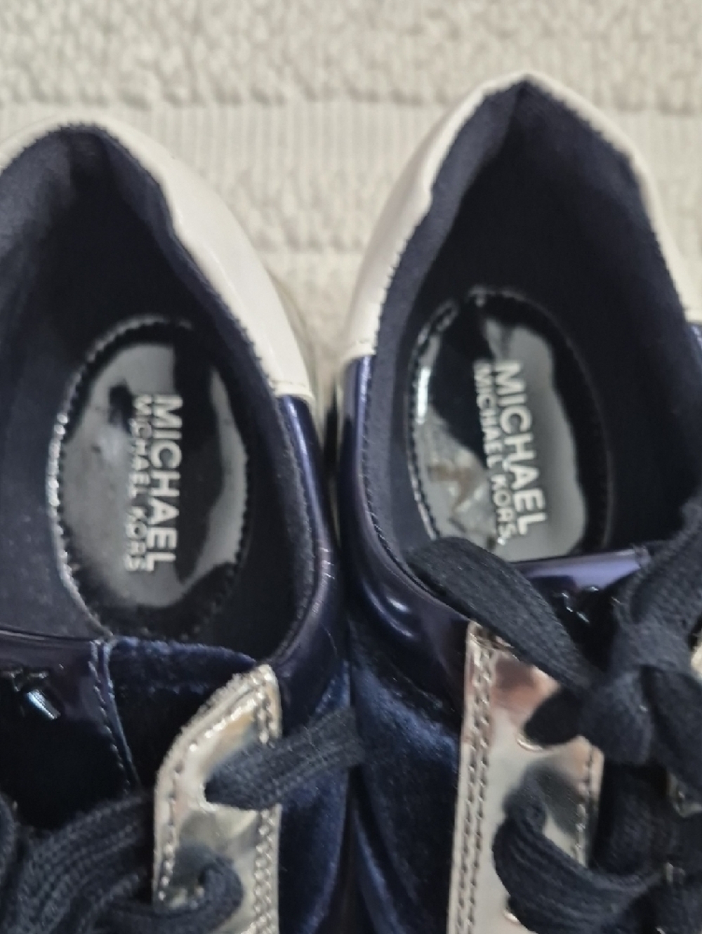 MICHAEL MICHAEL KORS Admiral Blue Velvet and Silver Accent Sneakers 8 - Picture 10 of 11
